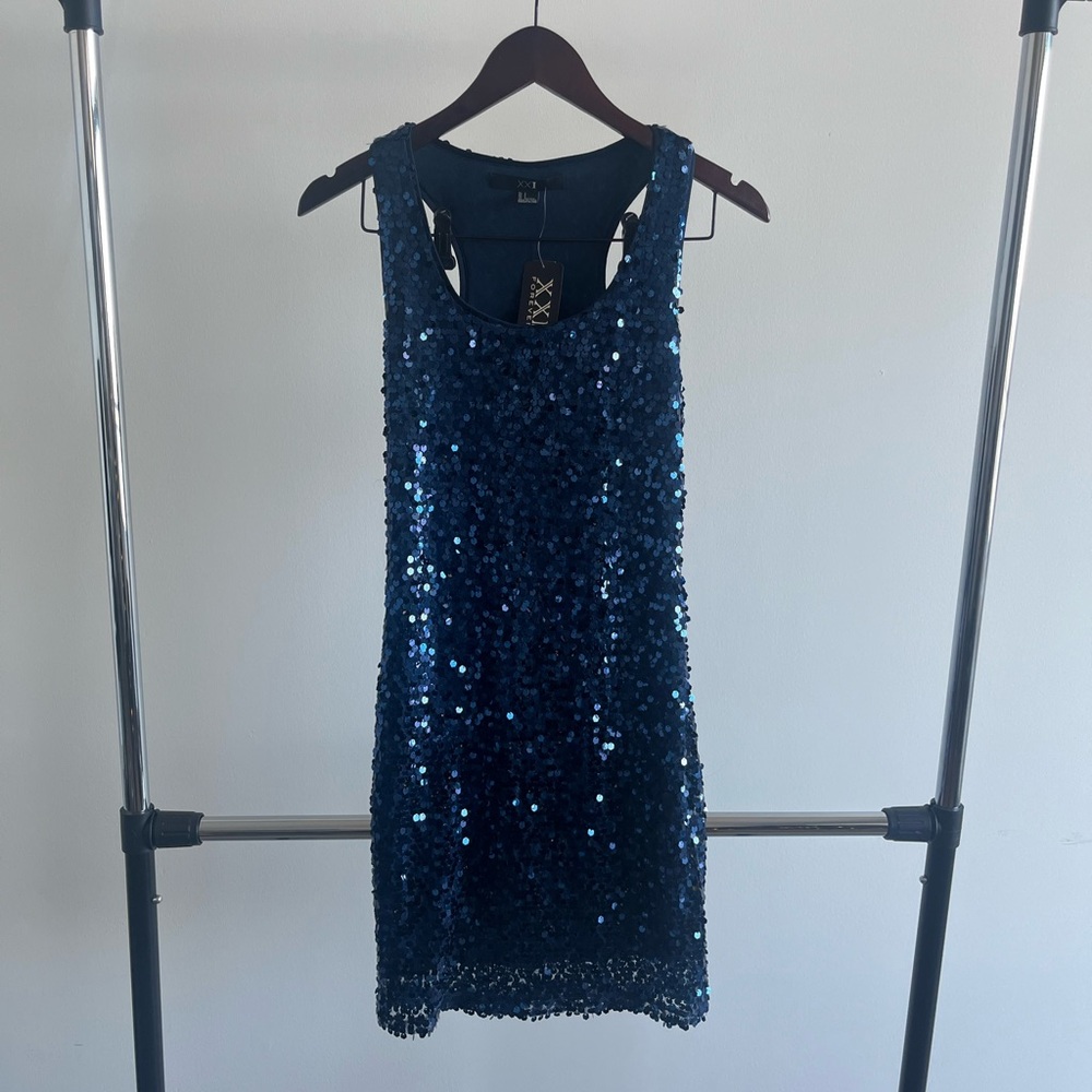 XXI Blue Sequin Racerback Mini Dress